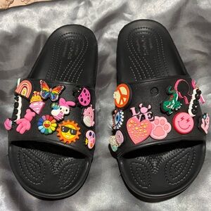 CROCS Black Sandals with Fun Charms